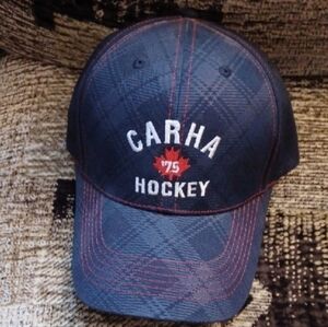 4/$80 New Blue Plaid "CARHA '75 HOCKEY" Cap - Adult O/S